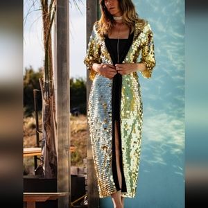 Gold Sequin kimomo Robe festival new Year's Eve
